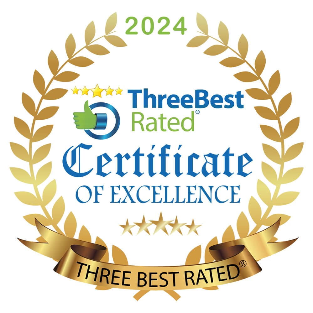 Certificate of Excellence 2024 from ThreeBest Rated, awarded to Maidstone Removals for outstanding service.
